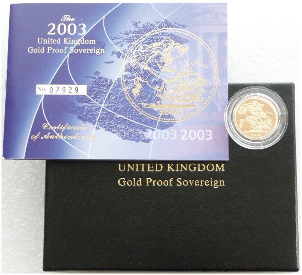 2003 St George and the Dragon Full Sovereign Gold Proof Coin Box Coa 2003 St George and the Dragon Full Sovereign Gold Proof Coin Box Coa