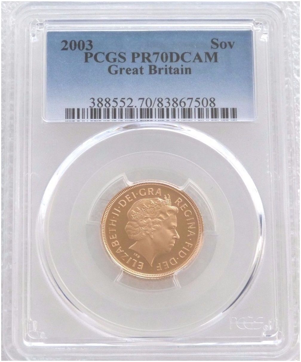 2003 St George and the Dragon Full Sovereign Gold Proof Coin PCGS PR70 DCAM