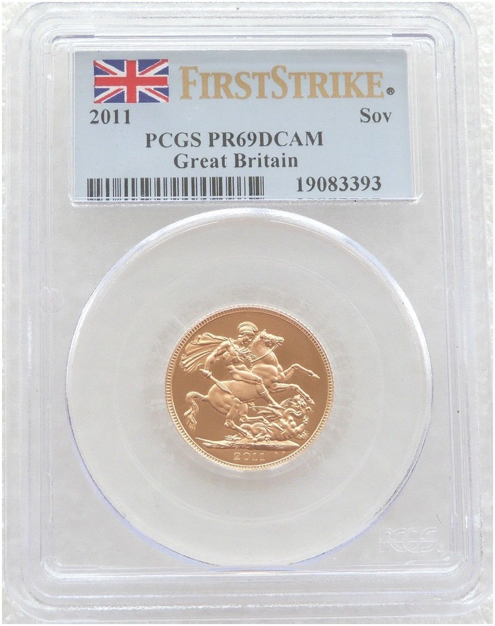 2011 St George and the Dragon Full Sovereign Gold Proof Coin PCGS PR69 DCAM First Strike