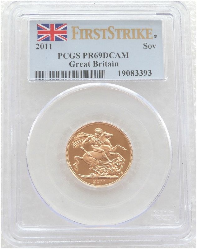 2011 St George and the Dragon Full Sovereign Gold Proof Coin PCGS PR69 DCAM First Strike