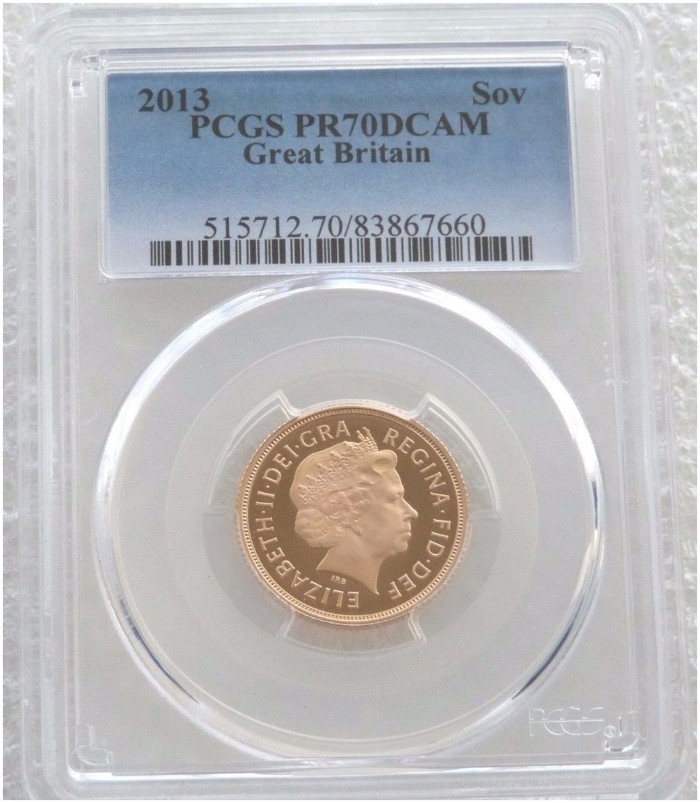 2013 St George and the Dragon Full Sovereign Gold Proof Coin PCGS PR70 DCAM 2013 St George and the Dragon Full Sovereign Gold Proof Coin PCGS PR70 DCAM