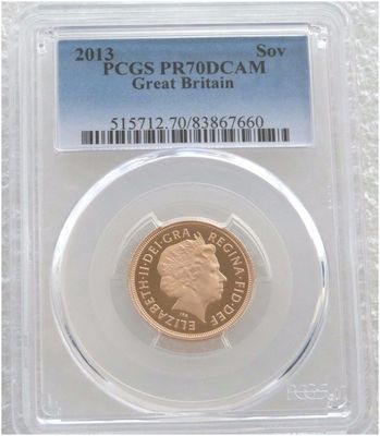 2013 St George and the Dragon Full Sovereign Gold Proof Coin PCGS PR70 DCAM 2013 St George and the Dragon Full Sovereign Gold Proof Coin PCGS PR70 DCAM