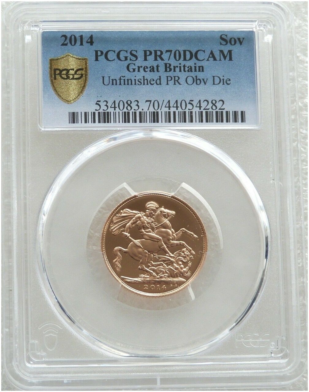 2014 St George and the Dragon Full Sovereign Gold Proof Coin PCGS PR70 DCAM Mint Error Mule