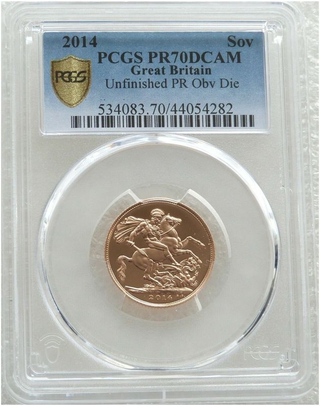 2014 St George and the Dragon Full Sovereign Gold Proof Coin PCGS PR70 DCAM Mint Error Mule