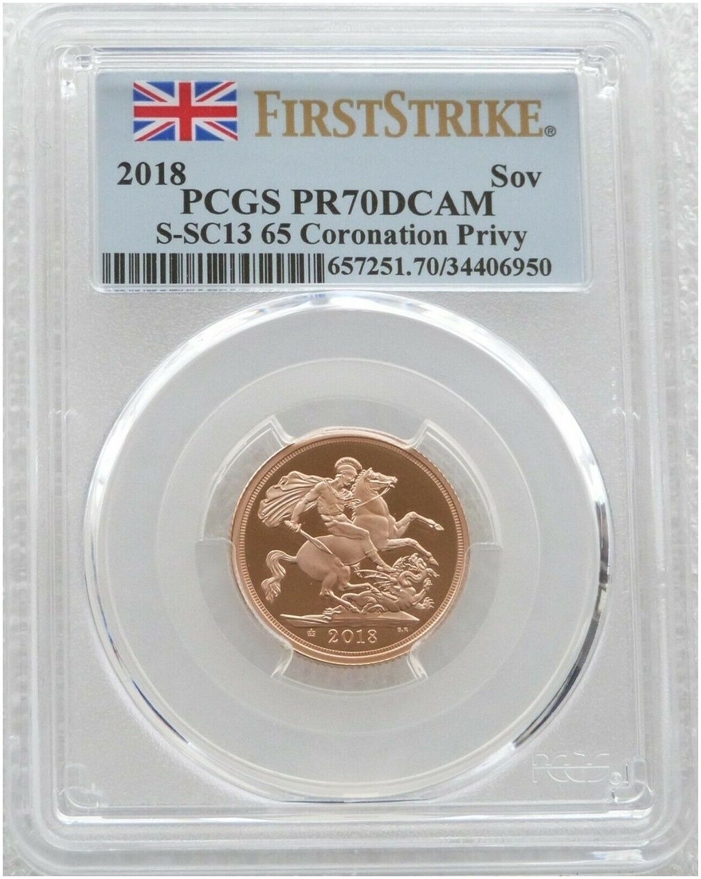 2018 Sapphire Coronation Full Sovereign Gold Proof Coin PCGS PR70 DCAM First Strike