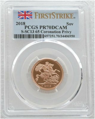 2018 Sapphire Coronation Full Sovereign Gold Proof Coin PCGS PR70 DCAM First Strike