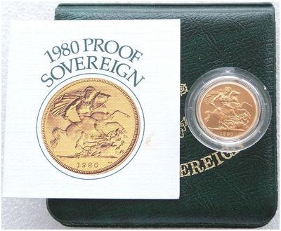 1980 St George and the Dragon Full Sovereign Gold Proof Coin Box Coa