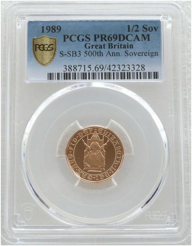 1989 Tudor Rose Half Sovereign Gold Proof Coin PCGS PR69 DCAM 1989 Tudor Rose Half Sovereign Gold Proof Coin PCGS PR69 DCAM