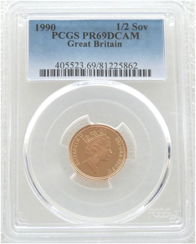 1990 St George and the Dragon Half Sovereign Gold Proof Coin PCGS PR69 DCAM 1990 St George and the Dragon Half Sovereign Gold Proof Coin PCGS PR69 DCAM