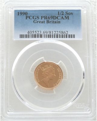 1990 St George and the Dragon Half Sovereign Gold Proof Coin PCGS PR69 DCAM 1990 St George and the Dragon Half Sovereign Gold Proof Coin PCGS PR69 DCAM