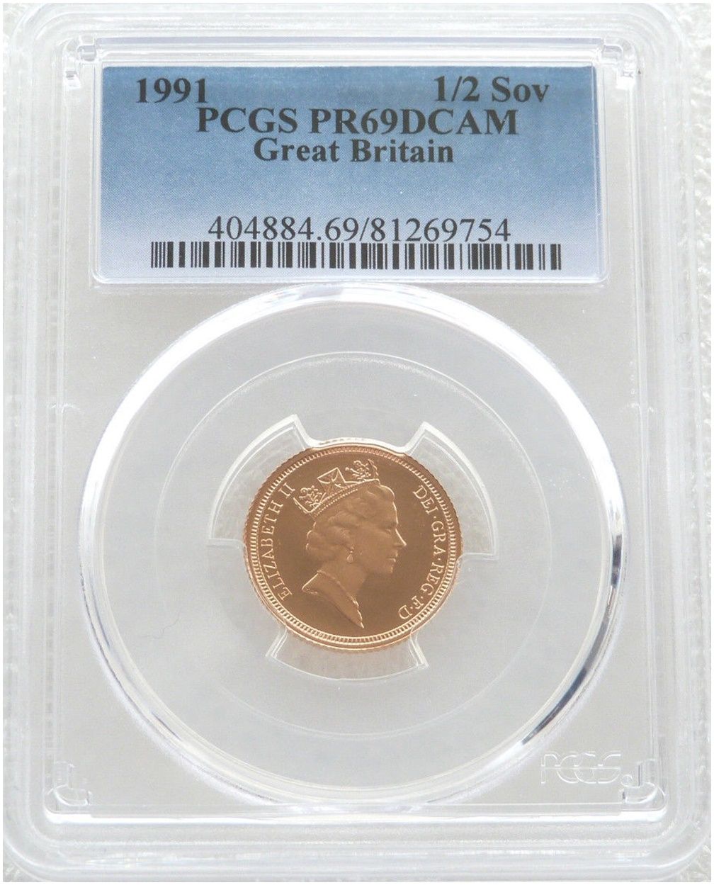 1991 St George and the Dragon Half Sovereign Gold Proof Coin PCGS PR69 DCAM 1991 St George and the Dragon Half Sovereign Gold Proof Coin PCGS PR69 DCAM