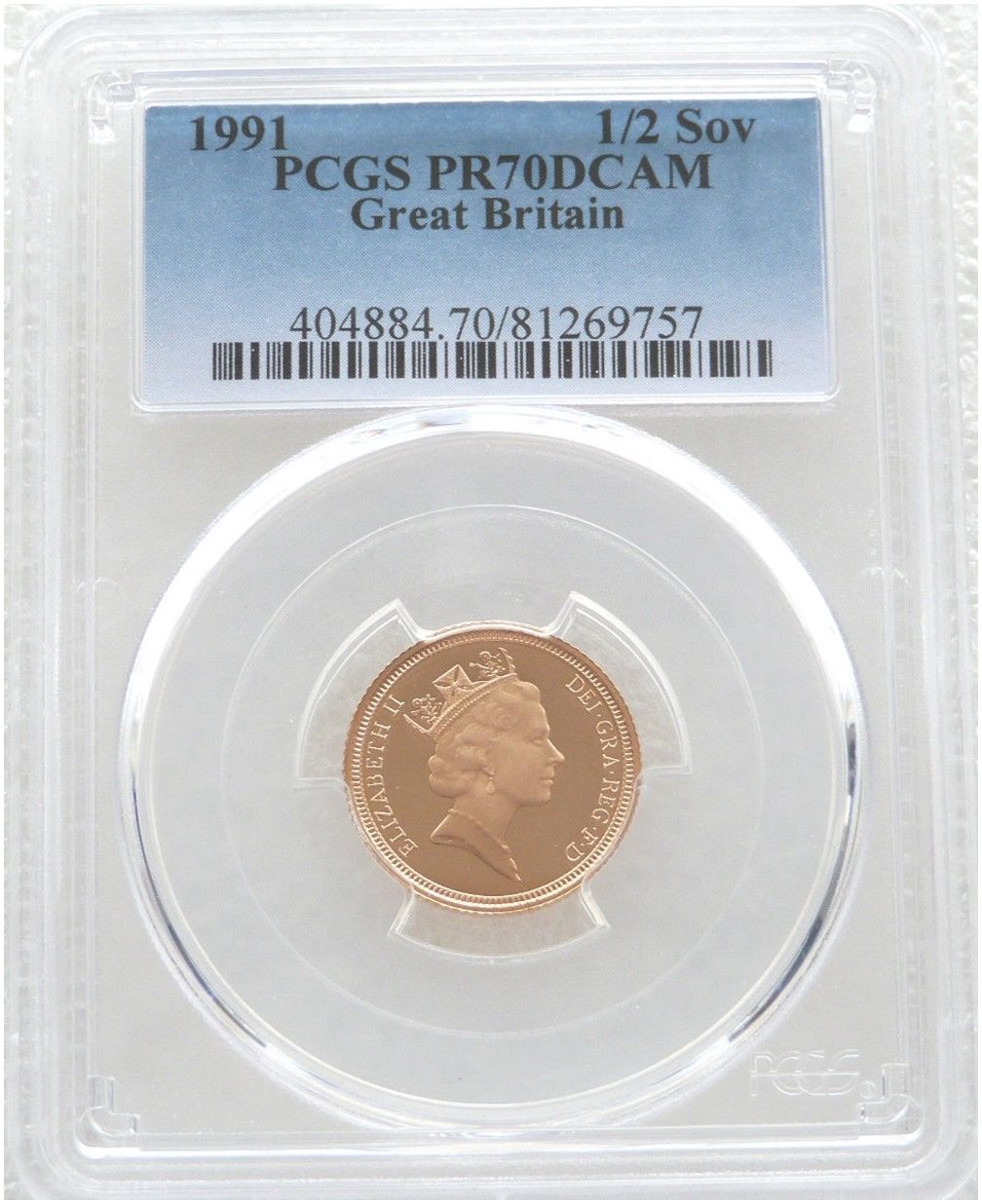 1991 St George and the Dragon Half Sovereign Gold Proof Coin PCGS PR70 DCAM 1991 St George and the Dragon Half Sovereign Gold Proof Coin PCGS PR70 DCAM