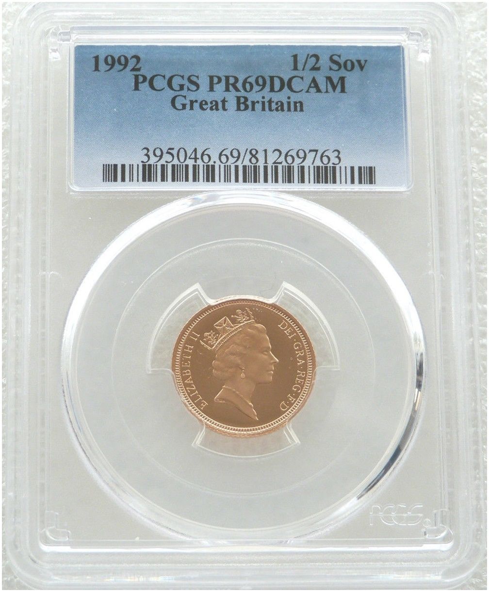 1992 St George and the Dragon Half Sovereign Gold Proof Coin PCGS PR69 DCAM 1992 St George and the Dragon Half Sovereign Gold Proof Coin PCGS PR69 DCAM