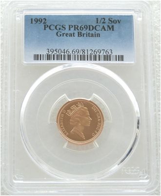 1992 St George and the Dragon Half Sovereign Gold Proof Coin PCGS PR69 DCAM 1992 St George and the Dragon Half Sovereign Gold Proof Coin PCGS PR69 DCAM