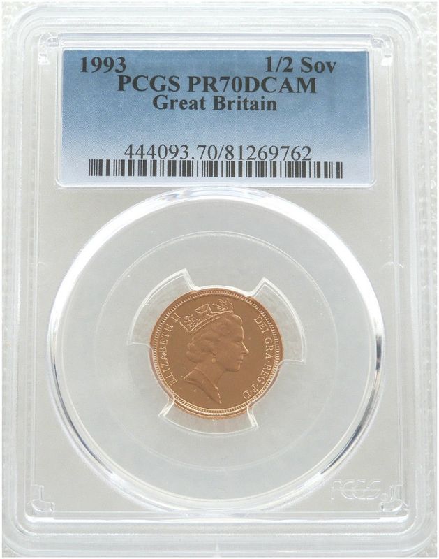 1993 St George and the Dragon Half Sovereign Gold Proof Coin PCGS PR70 DCAM 1993 St George and the Dragon Half Sovereign Gold Proof Coin PCGS PR70 DCAM