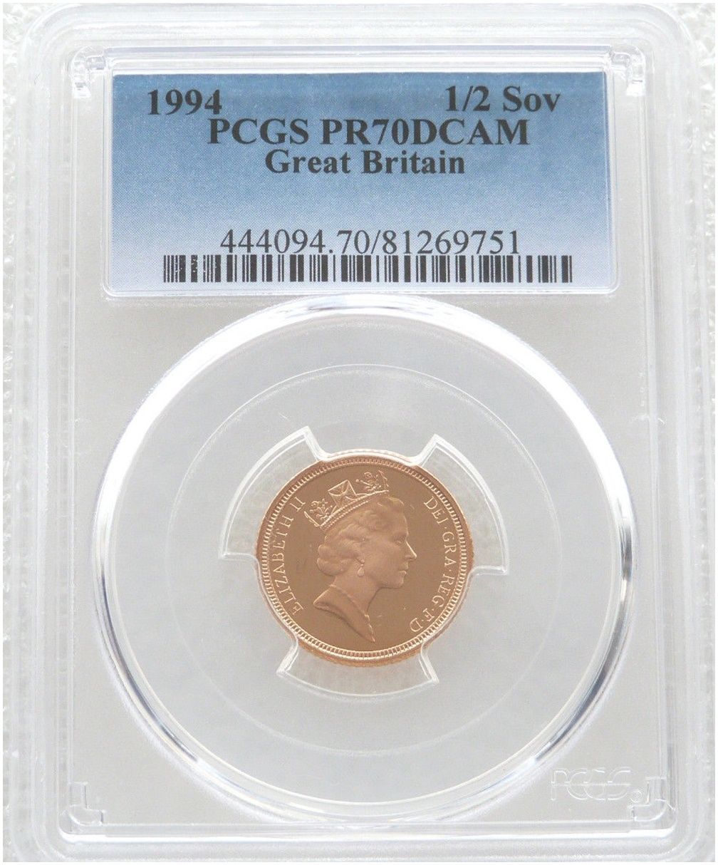 1994 St George and the Dragon Half Sovereign Gold Proof Coin PCGS PR70 DCAM 1994 St George and the Dragon Half Sovereign Gold Proof Coin PCGS PR70 DCAM