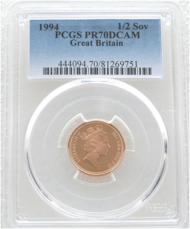1994 St George and the Dragon Half Sovereign Gold Proof Coin PCGS PR70 DCAM 1994 St George and the Dragon Half Sovereign Gold Proof Coin PCGS PR70 DCAM
