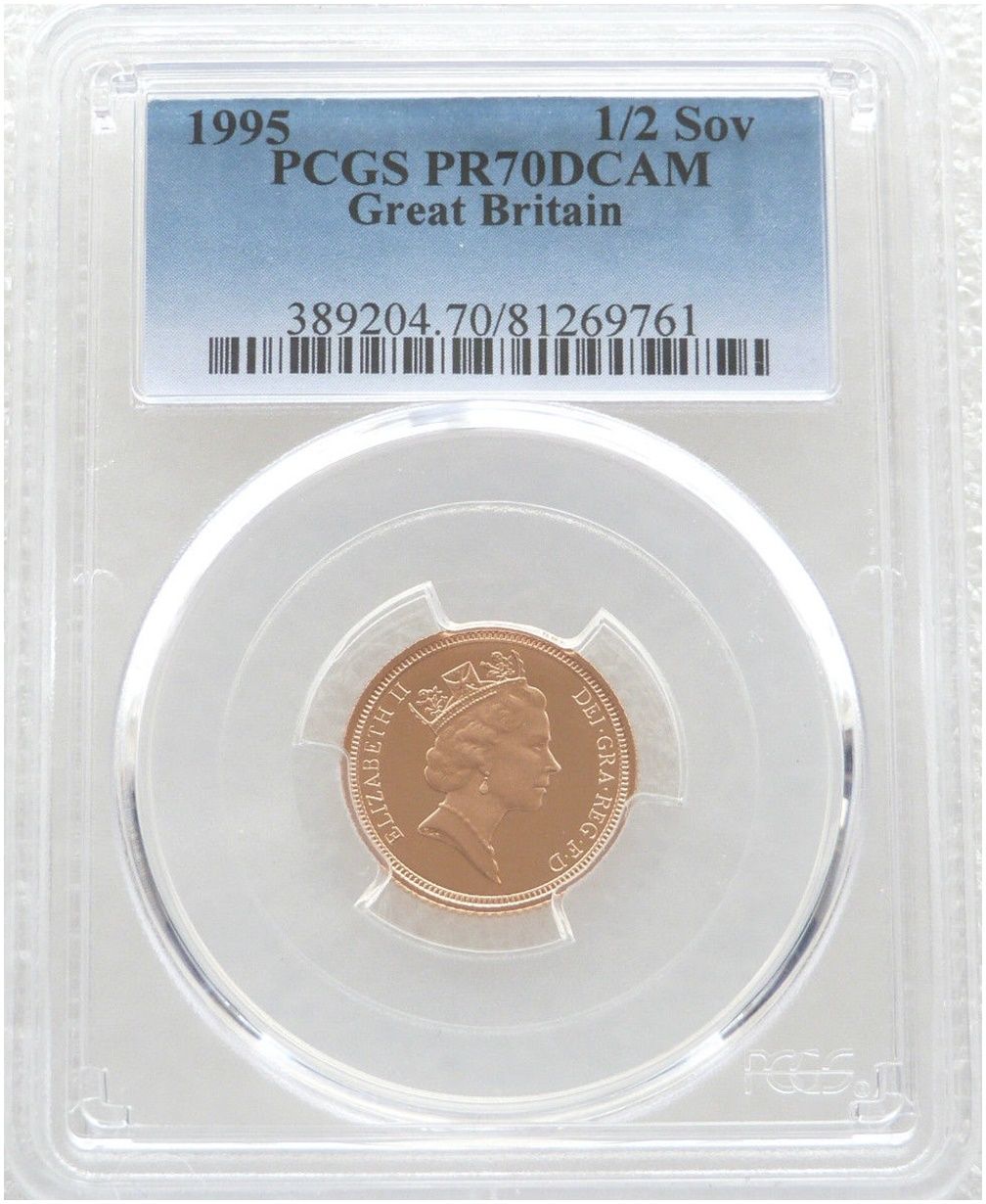 1995 St George and the Dragon Half Sovereign Gold Proof Coin PCGS PR70 DCAM 1995 St George and the Dragon Half Sovereign Gold Proof Coin PCGS PR70 DCAM