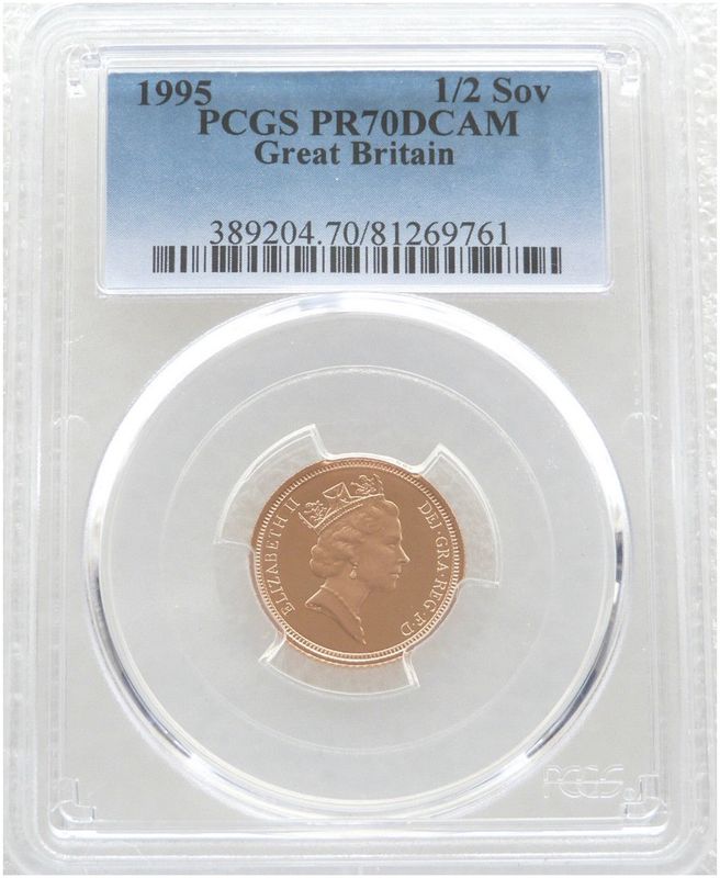 1995 St George and the Dragon Half Sovereign Gold Proof Coin PCGS PR70 DCAM 1995 St George and the Dragon Half Sovereign Gold Proof Coin PCGS PR70 DCAM