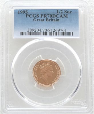 1995 St George and the Dragon Half Sovereign Gold Proof Coin PCGS PR70 DCAM 1995 St George and the Dragon Half Sovereign Gold Proof Coin PCGS PR70 DCAM