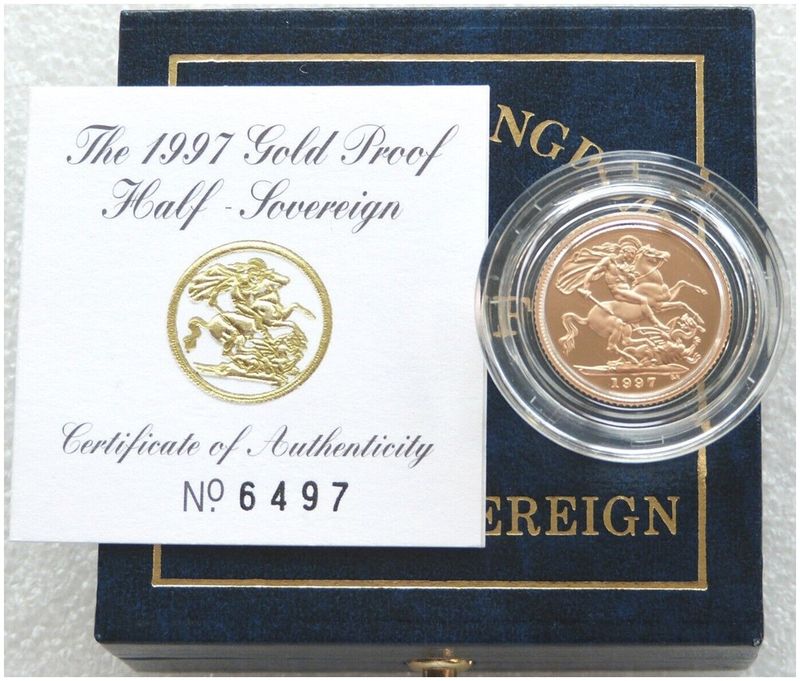 1997 St George and the Dragon Half Sovereign Gold Proof Coin Box Coa 1997 St George and the Dragon Half Sovereign Gold Proof Coin Box Coa