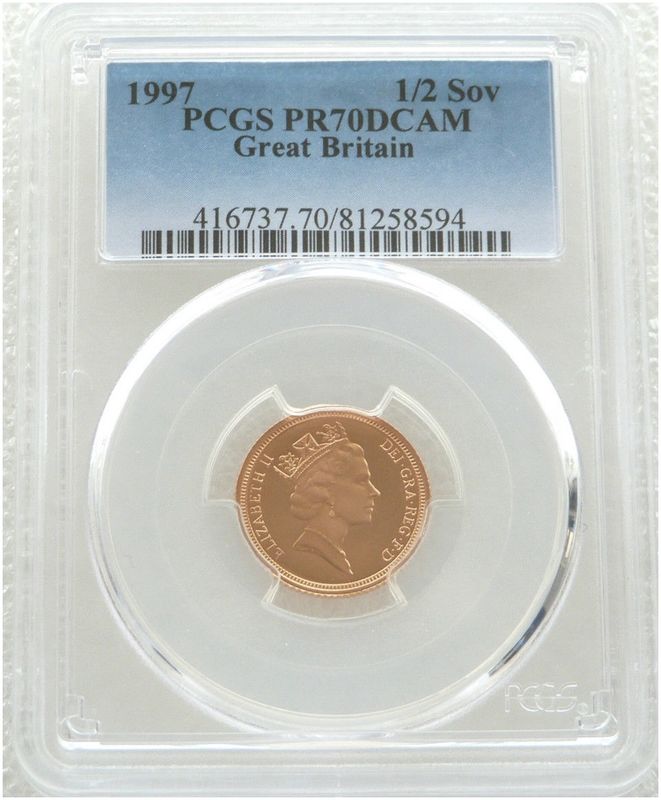1997 St George and the Dragon Half Sovereign Gold Proof Coin PCGS PR70 DCAM 1997 St George and the Dragon Half Sovereign Gold Proof Coin PCGS PR70 DCAM