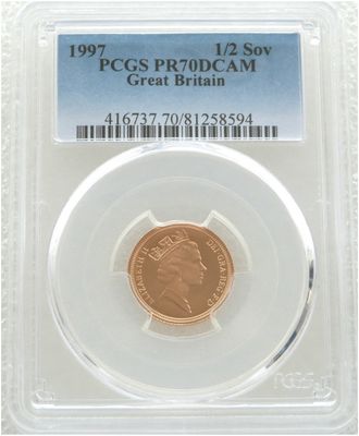 1997 St George and the Dragon Half Sovereign Gold Proof Coin PCGS PR70 DCAM 1997 St George and the Dragon Half Sovereign Gold Proof Coin PCGS PR70 DCAM