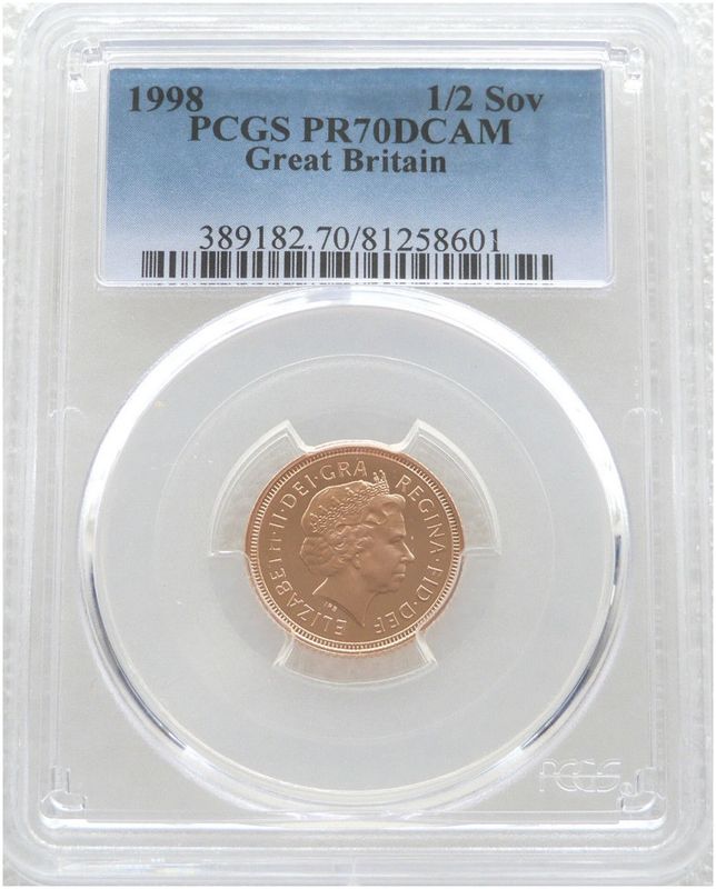 1998 St George and the Dragon Half Sovereign Gold Proof Coin PCGS PR70 DCAM 1998 St George and the Dragon Half Sovereign Gold Proof Coin PCGS PR70 DCAM