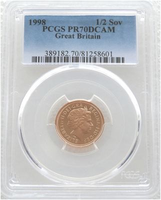 1998 St George and the Dragon Half Sovereign Gold Proof Coin PCGS PR70 DCAM 1998 St George and the Dragon Half Sovereign Gold Proof Coin PCGS PR70 DCAM