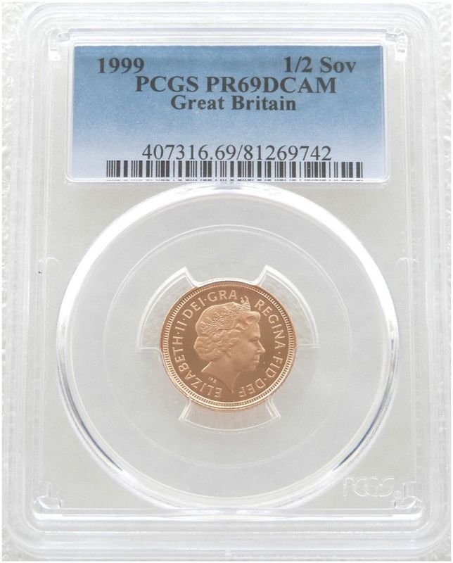 1999 St George and the Dragon Half Sovereign Gold Proof Coin PCGS PR69 DCAM 1999 St George and the Dragon Half Sovereign Gold Proof Coin PCGS PR69 DCAM