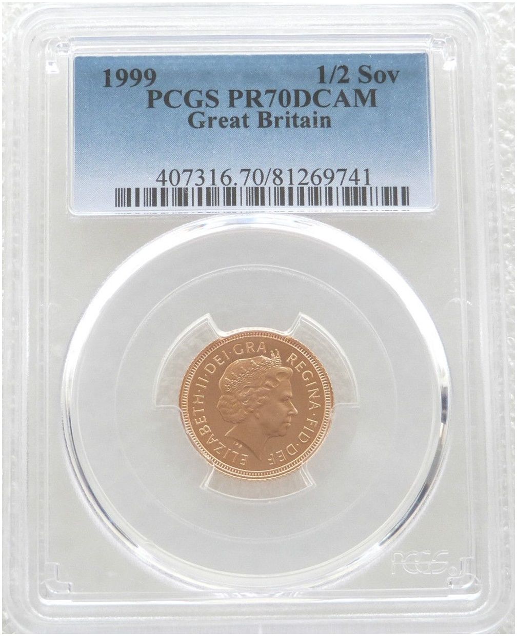 1999 St George and the Dragon Half Sovereign Gold Proof Coin PCGS PR70 DCAM 1999 St George and the Dragon Half Sovereign Gold Proof Coin PCGS PR70 DCAM