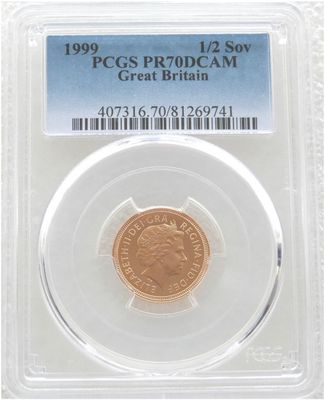 1999 St George and the Dragon Half Sovereign Gold Proof Coin PCGS PR70 DCAM 1999 St George and the Dragon Half Sovereign Gold Proof Coin PCGS PR70 DCAM