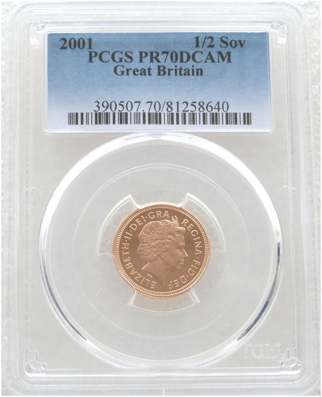 2001 St George and the Dragon Half Sovereign Gold Proof Coin PCGS PR70 DCAM 2001 St George and the Dragon Half Sovereign Gold Proof Coin PCGS PR70 DCAM