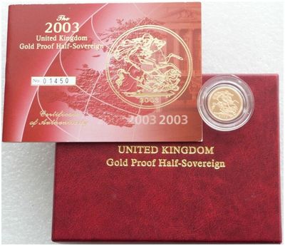 2003 St George and the Dragon Half Sovereign Gold Proof Coin Box Coa 2003 St George and the Dragon Half Sovereign Gold Proof Coin Box Coa