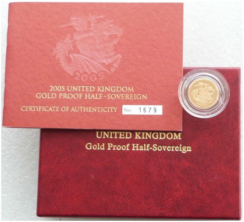 2005 St George and the Dragon Half Sovereign Gold Proof Coin Box Coa - Timothy Noad 2005 St George and the Dragon Half Sovereign Gold Proof Coin Box Coa - Timothy Noad