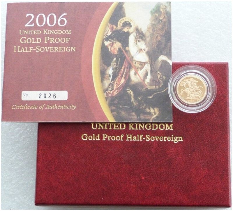 2006 St George and the Dragon Half Sovereign Gold Proof Coin Box Coa 2006 St George and the Dragon Half Sovereign Gold Proof Coin Box Coa