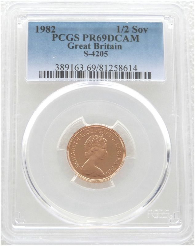 1982 St George and the Dragon Half Sovereign Gold Proof Coin PCGS PR69 DCAM 1982 St George and the Dragon Half Sovereign Gold Proof Coin PCGS PR69 DCAM