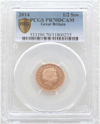 2014 St George and the Dragon Half Sovereign Gold Proof Coin PCGS PR70 DCAM 2014 St George and the Dragon Half Sovereign Gold Proof Coin PCGS PR70 DCAM