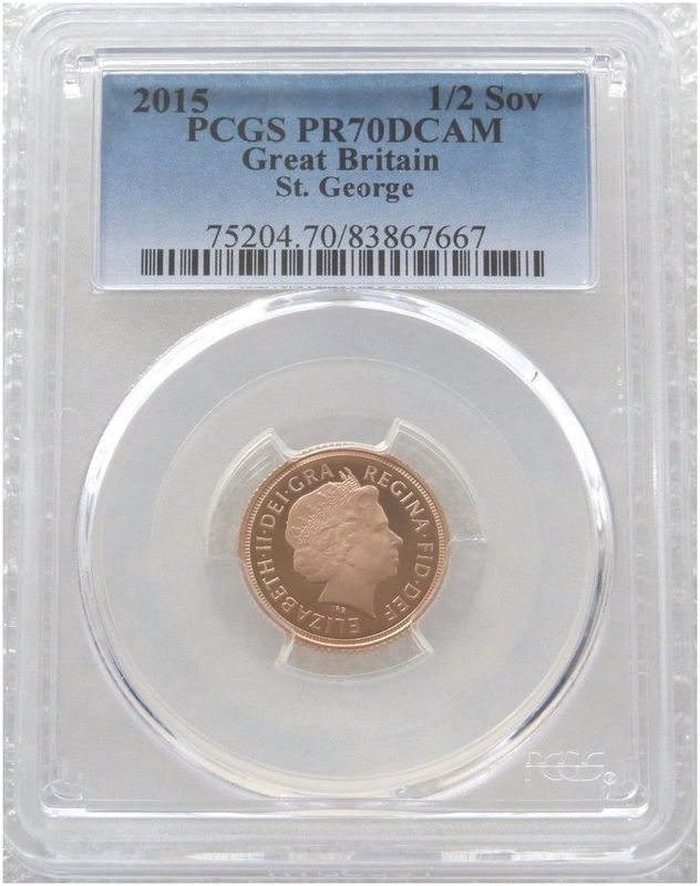 2015 St George and the Dragon Half Sovereign Gold Proof Coin PCGS PR70 DCAM - Fourth Portrait 2015 St George and the Dragon Half Sovereign Gold Proof Coin PCGS PR70 DCAM - Fourth Portrait