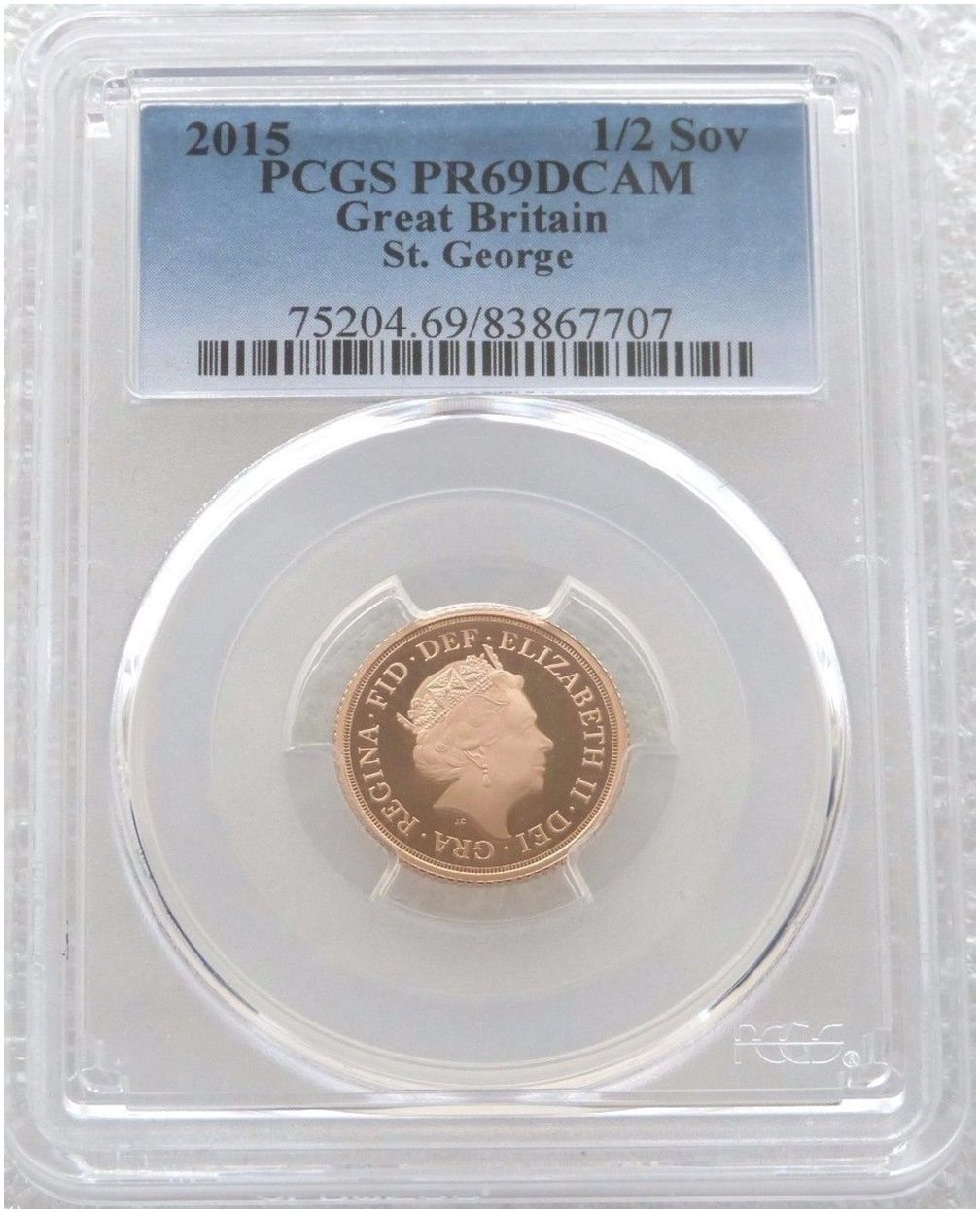 2015 St George and the Dragon Half Sovereign Gold Proof Coin PCGS PR69 DCAM - Fifth Portrait 2015 St George and the Dragon Half Sovereign Gold Proof Coin PCGS PR69 DCAM - Fifth Portrait