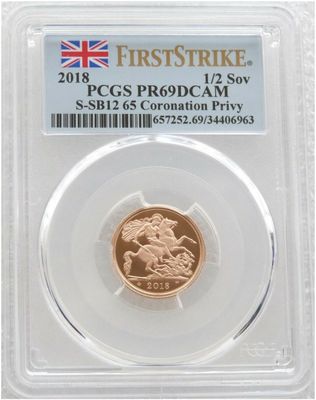 2018 Sapphire Coronation Half Sovereign Gold Proof Coin PCGS PR69 DCAM First Strike 2018 Sapphire Coronation Half Sovereign Gold Proof Coin PCGS PR69 DCAM First Strike