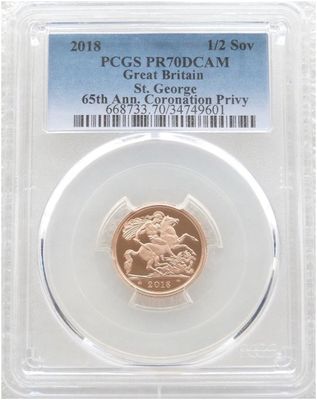 2018 Sapphire Coronation Half Sovereign Gold Proof Coin PCGS PR70 DCAM 2018 Sapphire Coronation Half Sovereign Gold Proof Coin PCGS PR70 DCAM