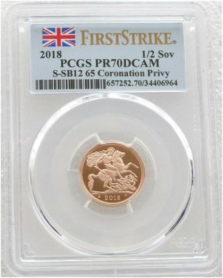 2018 Sapphire Coronation Half Sovereign Gold Proof Coin PCGS PR70 DCAM First Strike 2018 Sapphire Coronation Half Sovereign Gold Proof Coin PCGS PR70 DCAM First Strike