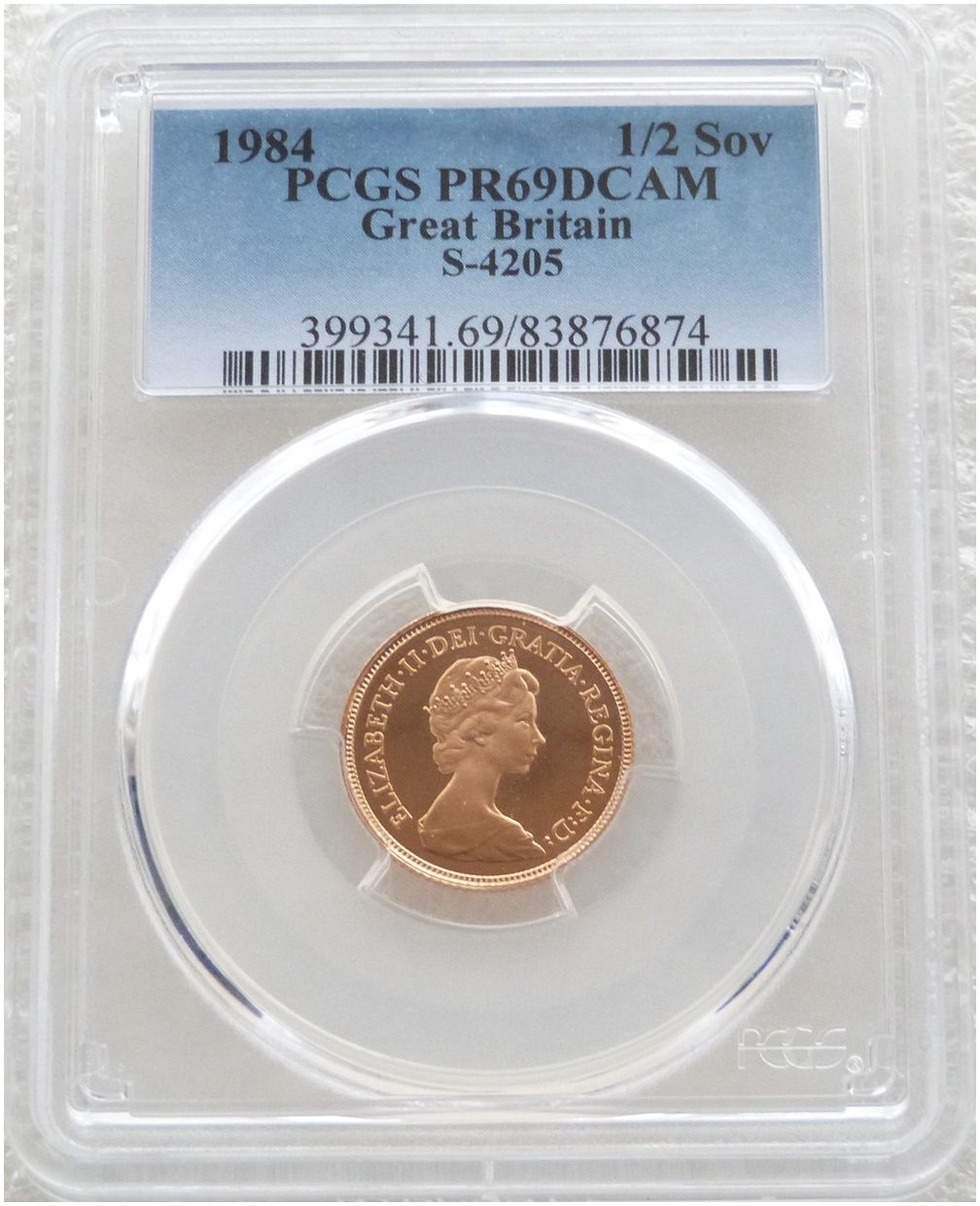 1984 St George and the Dragon Half Sovereign Gold Proof Coin PCGS PR69 DCAM 1984 St George and the Dragon Half Sovereign Gold Proof Coin PCGS PR69 DCAM