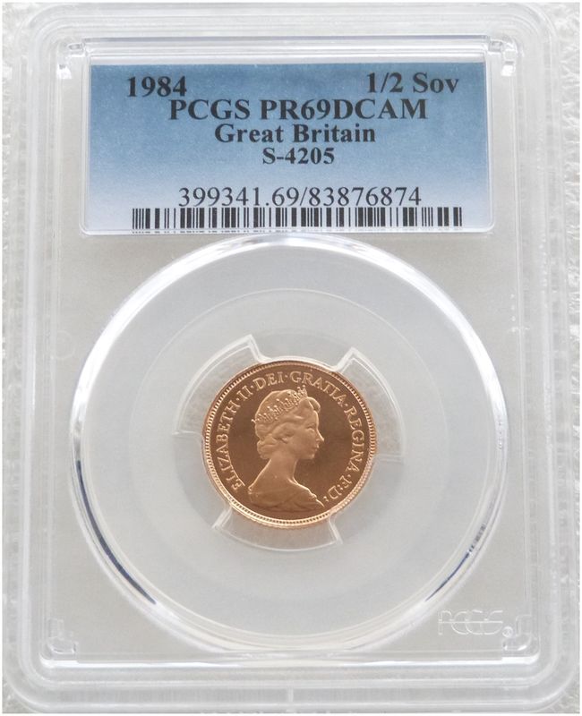 1984 St George and the Dragon Half Sovereign Gold Proof Coin PCGS PR69 DCAM 1984 St George and the Dragon Half Sovereign Gold Proof Coin PCGS PR69 DCAM