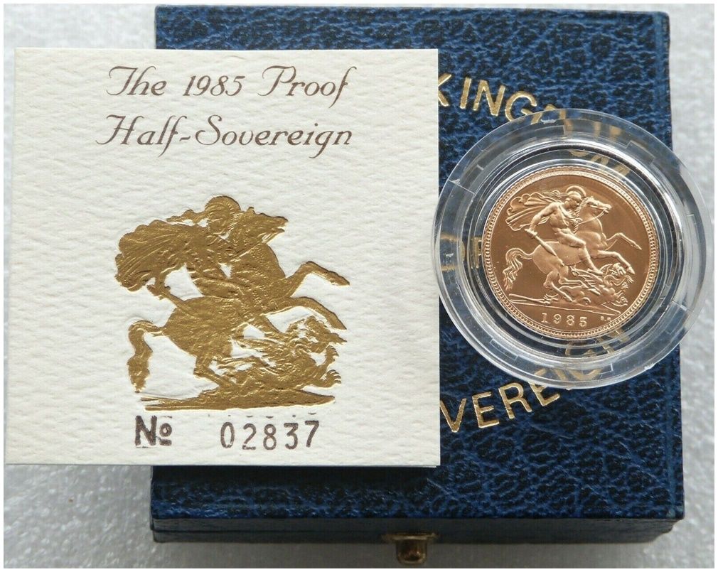 1985 St George and the Dragon Half Sovereign Gold Proof Coin Box Coa 1985 St George and the Dragon Half Sovereign Gold Proof Coin Box Coa