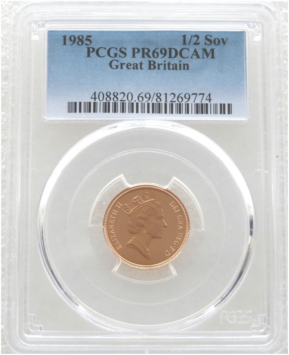 1985 St George and the Dragon Half Sovereign Gold Proof Coin PCGS PR69 DCAM 1985 St George and the Dragon Half Sovereign Gold Proof Coin PCGS PR69 DCAM