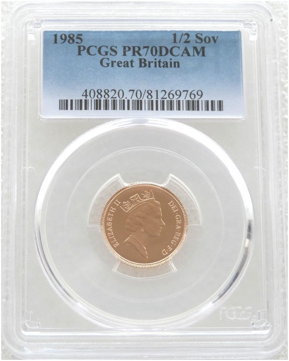 1985 St George and the Dragon Half Sovereign Gold Proof Coin PCGS PR70 DCAM 1985 St George and the Dragon Half Sovereign Gold Proof Coin PCGS PR70 DCAM