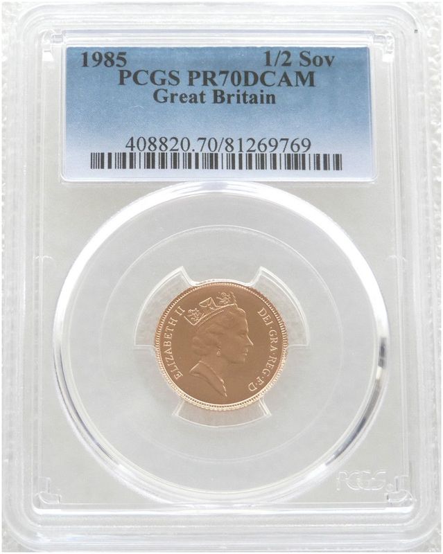 1985 St George and the Dragon Half Sovereign Gold Proof Coin PCGS PR70 DCAM 1985 St George and the Dragon Half Sovereign Gold Proof Coin PCGS PR70 DCAM