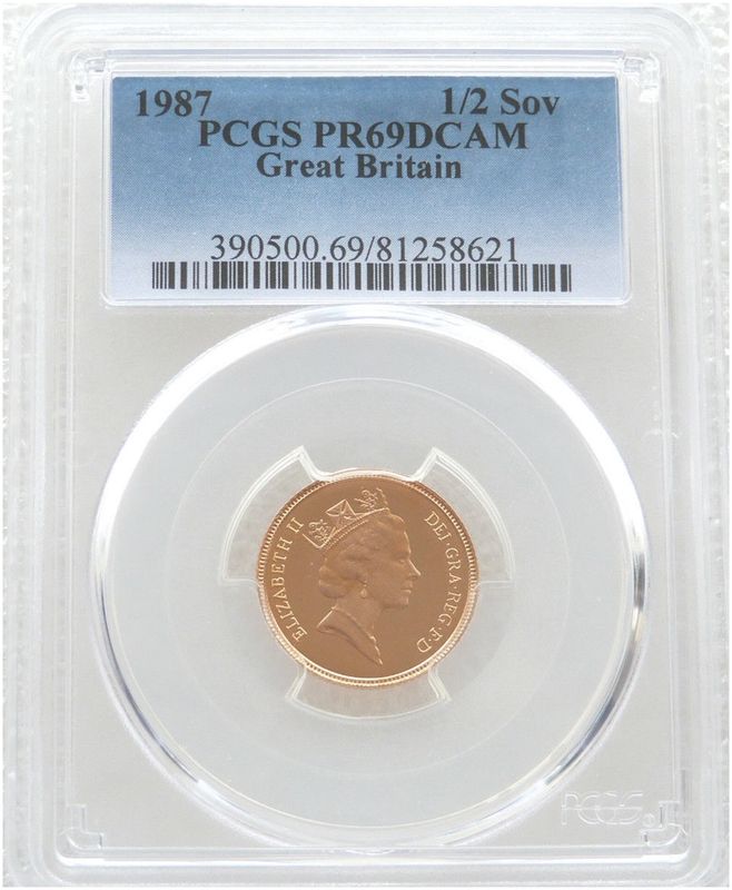 1987 St George and the Dragon Half Sovereign Gold Proof Coin PCGS PR69 DCAM 1987 St George and the Dragon Half Sovereign Gold Proof Coin PCGS PR69 DCAM